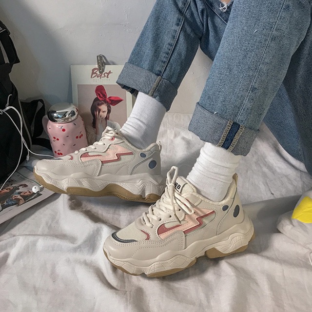 [ORDER 10 NGÀY] GIÀY SNEAKERS BUỘC DÂY NỮ ĐẾ ĐỘN PHẢN QUANG ĐẾ NÂU DỄ PHỐI | BigBuy360 - bigbuy360.vn