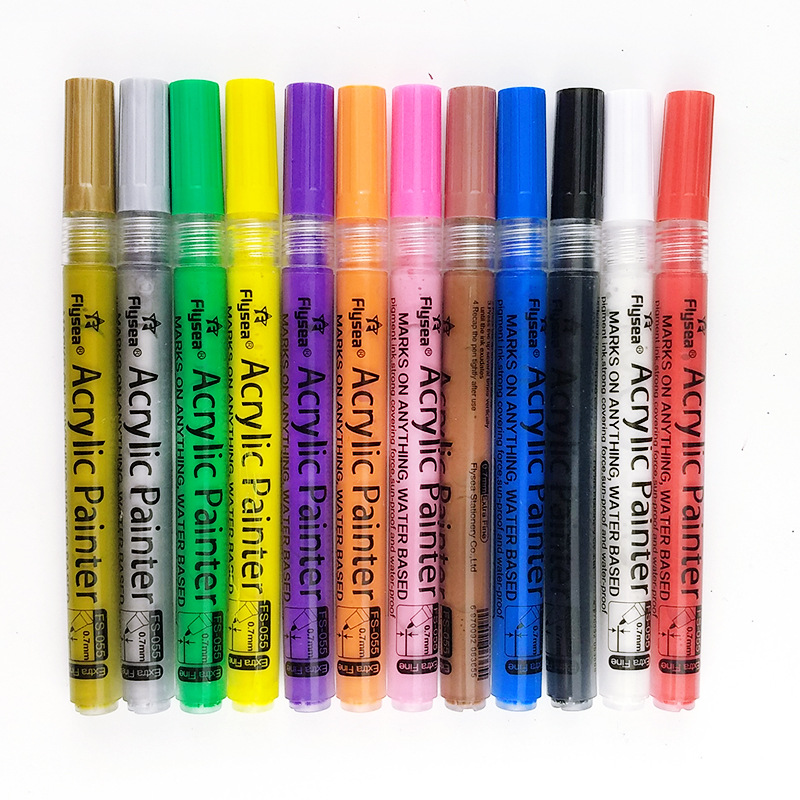 12Colors 0.7mm Acrylic Paint Marker Pen For Students And Painting Enthusiast School Supplies Water-ink Multi Color