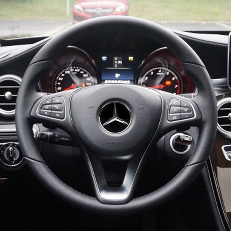 Miếng Dán Logo 52mm 57mm Bằng Hợp Kim Trang Trí Vô Lăng Xe Mercedes Benz Amg