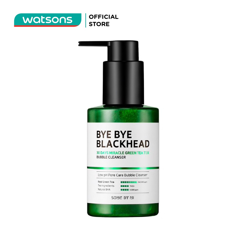Sữa Rửa Mặt Sủi Bọt Some By Mi Bye Blackhead 30Days Greentea Tox Giảm Mụn Đầu Đen 120g