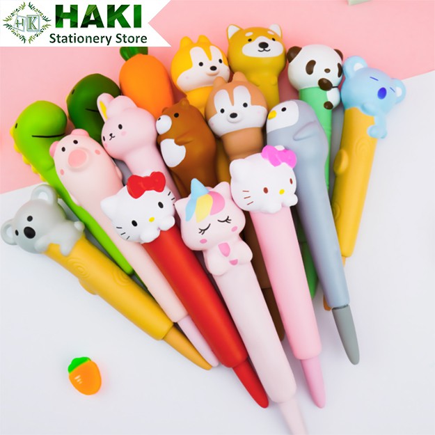 Bút Squishy cute HAKI, bút viết mực gel ngòi 0.5mm nhiều mẫu dễ thương B05