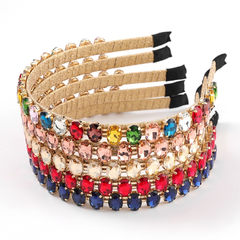 Flgo Băng Đô Đính Đá Hình Oval Nhiều Màu Sắc Phong Cách Baroque