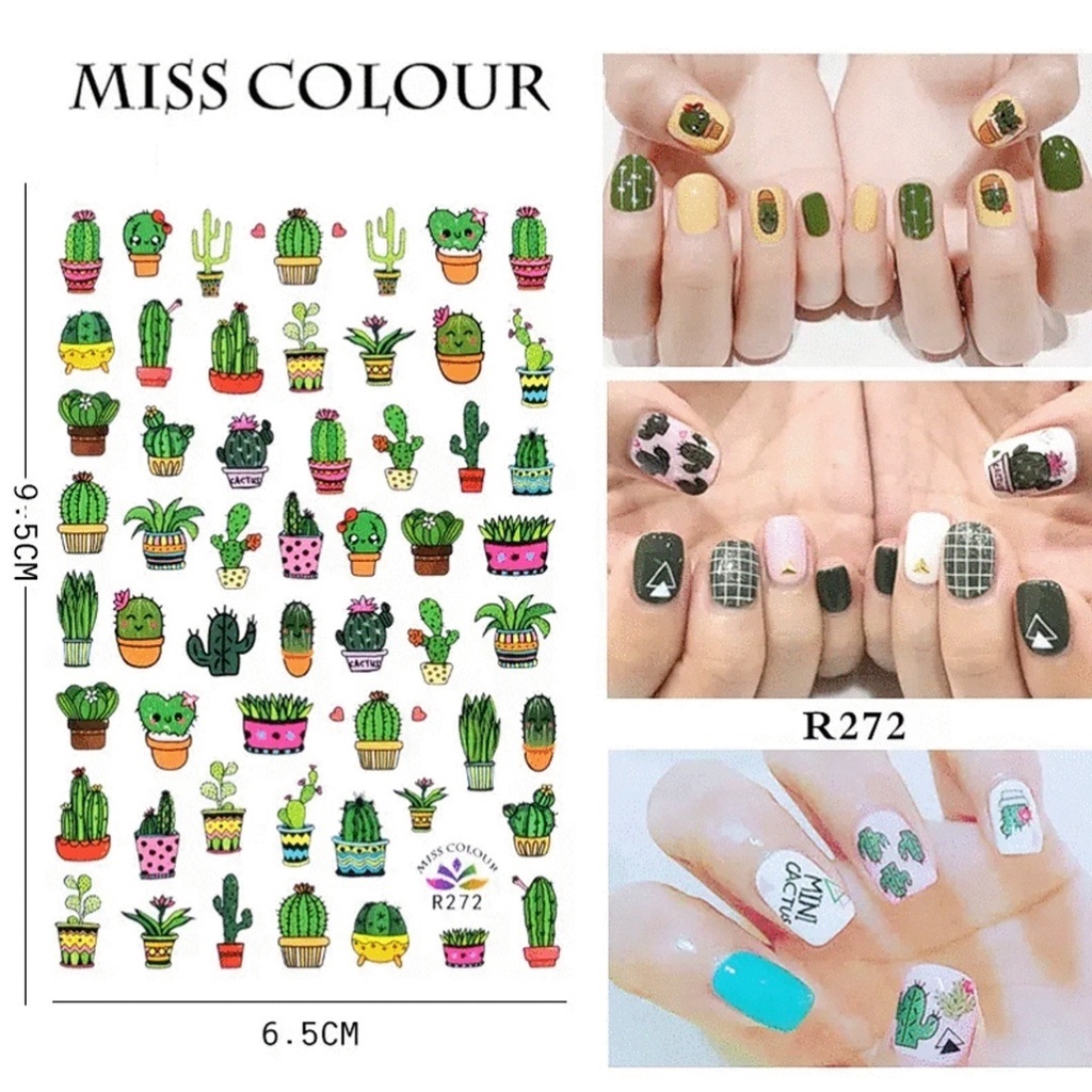 Sticker 3D Cây Xương Rồng | Hình Dán Móng R272