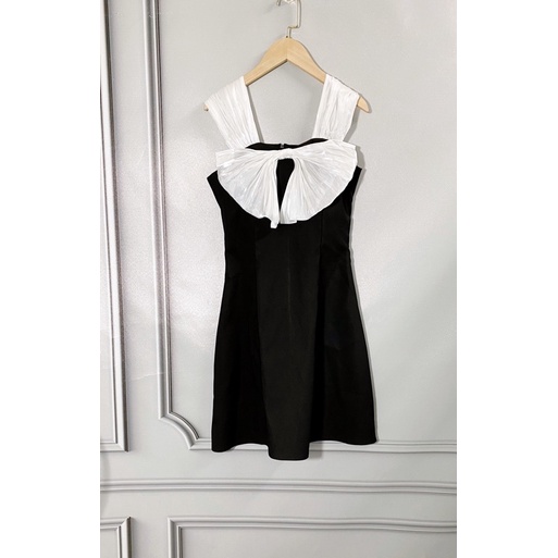 Váy nơ ngực bản to, đầm nữ thiết kế dáng ngắn trẻ trung phù hợp đi tiệc đi chơi