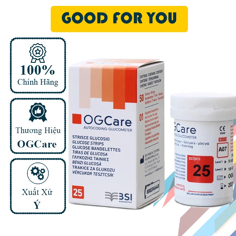 QUE THỬ ĐƯỜNG HUYẾT OGCARE (25 Que) - Good For You