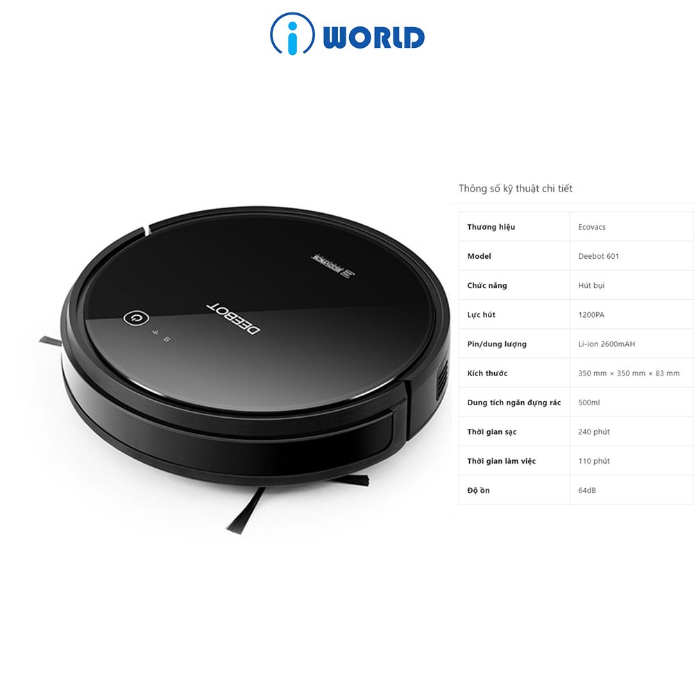 Robot hút bụi , máy hút bụi tự động Ecovacs Deebot 601 chính hãng nguyên seal bảo hành 12 tháng