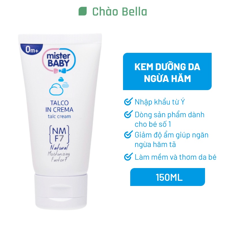 Kem Dưỡng Da Cho Bé Yêu Mister Baby Talc (ITALY) | Bảo Vệ Làn Da - Cân Bằng Độ Ẩm - Ngăn Ngừa Vi Khuẩn Có Hại (150ml)