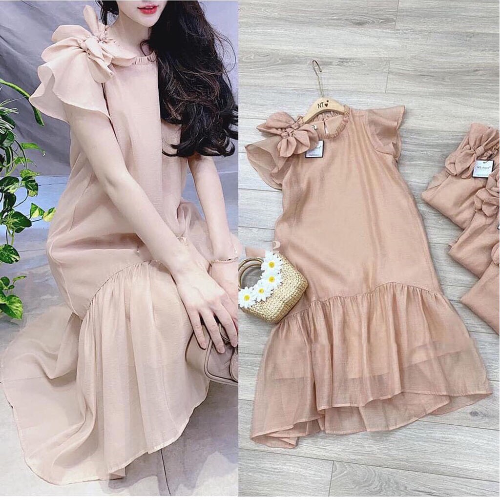 Váy bầu đầm bầu dáng suông chất lụa nhẹ
