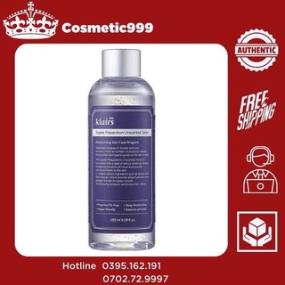 Nước Hoa Hồng klairs, toner klairs cho da dầu mụn Supple Preparation Unscented 180ml chính hãng - Cosmetic999