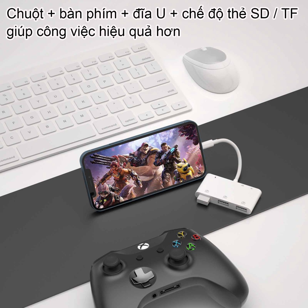 Feinodi USB OTG cổng Bộ chuyển đổi Đầu đọc thẻ nhớ Micro SD/TF/USB 3.0