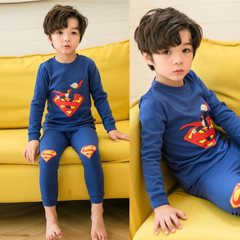 Đồ bộ mặc nhà cho bé - Đồ ngủ bé trai hoạ tiết SUPERMAN THE HOUSE KIDS