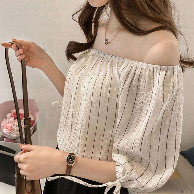 Áo trễ vai phom rộng bằng vải chiffon cho nữ