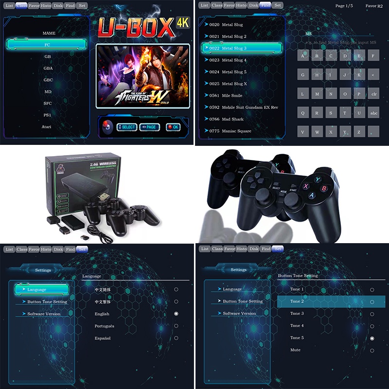 Máy chơi game cầm tay 4 nút kết nối HDMI không dây tích hợp 10000 game bộ nhớ 64GB 2 tay cầm bảo hành 12 tháng UB-66