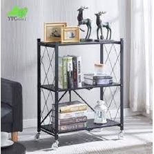 Kệ sắt 3 tầng, kệ đa năng gấp gọn có bánh xe dễ dàng di chuyển