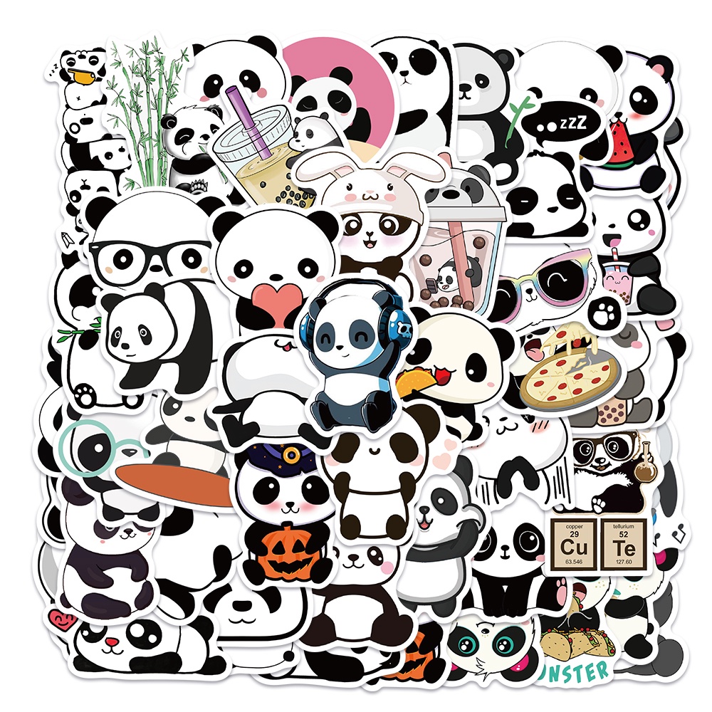 Set 10/50 Sticker Dán Trang Trí Hình Gấu Trúc Dễ Thương