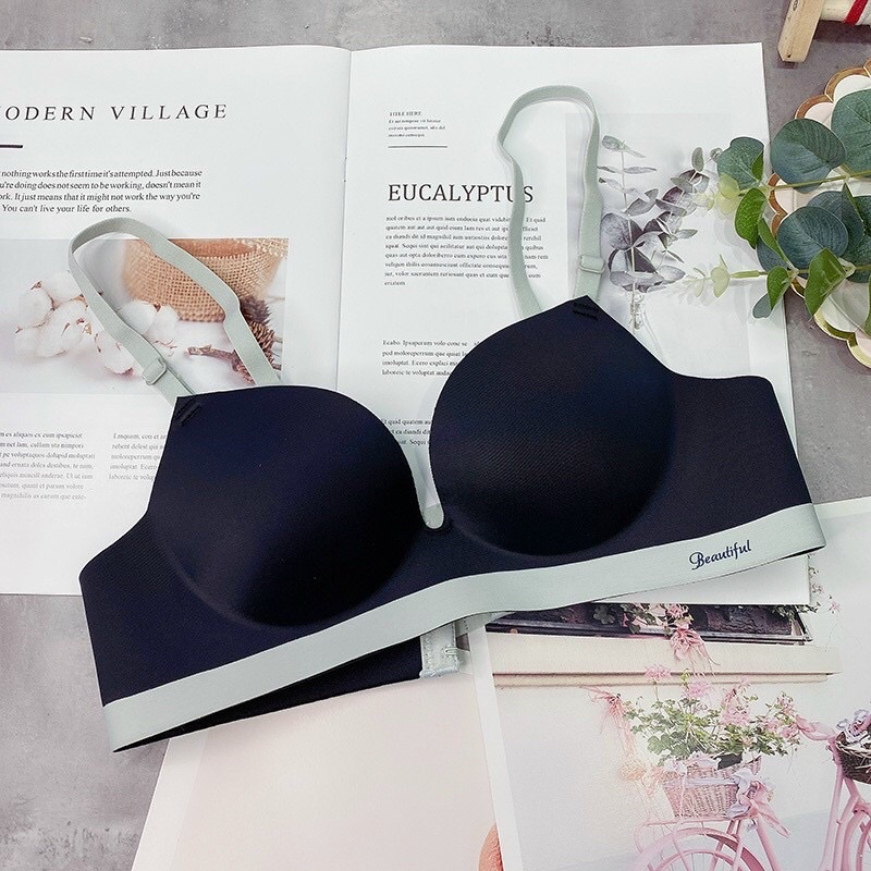 Áo Lót ĐÚC SU Nâng Ngực Phối Màu Beautiful, Áo Ngực Không Gọng Nâng Ngực Không Hằn Viền