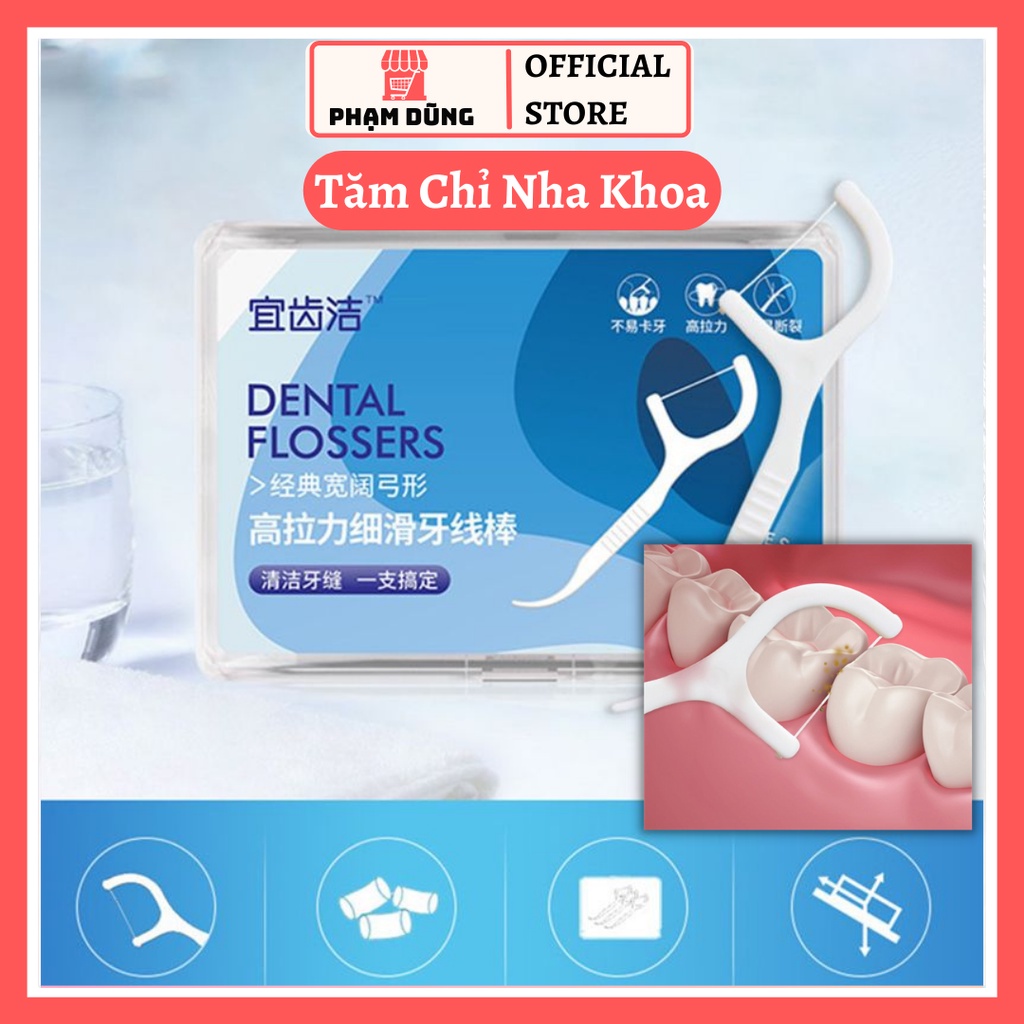 Tăm Chỉ Nha Khoa , Hộp 50 cái ,Tiệt Trùng Vệ Sinh Răng Miệng Chất Lượng Cao