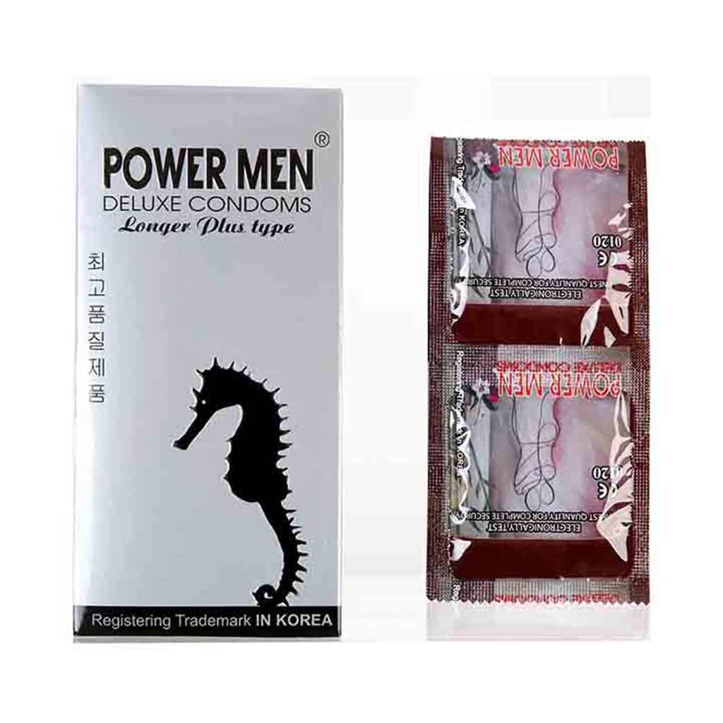 Bao cao su POWER MEN Longer Plus cá ngựa gân gai, chống Xuất tinh sớm Hộp 12 bao