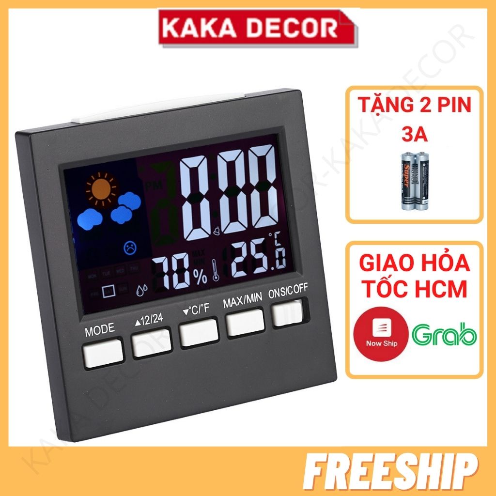 Đồng hồ led để bàn, đồng hồ điện tử báo thức cao cấp thông minh đo nhiệt độ độ ẩm ngày tháng năm KaKa Decor
