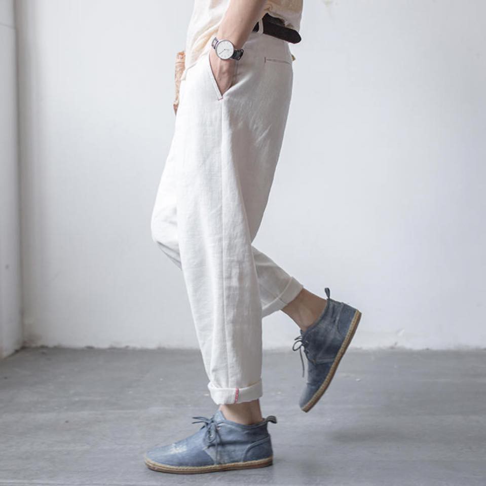 QUẦN KAKI THÔ MÀU TRẮNG