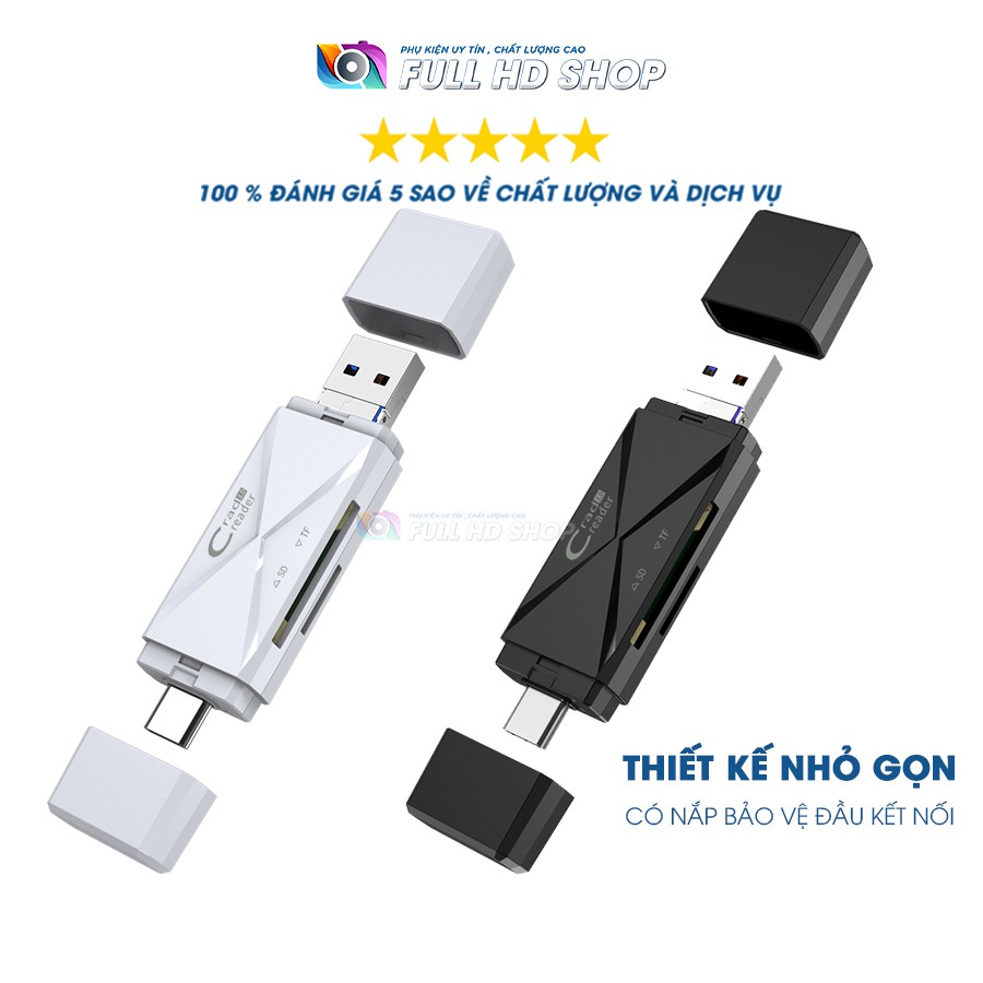 Đầu Đọc Thẻ Nhớ Type C/USB/Micro USB Cho Điện thoại Android/Máy tính - Full HD Shop Mã HD11