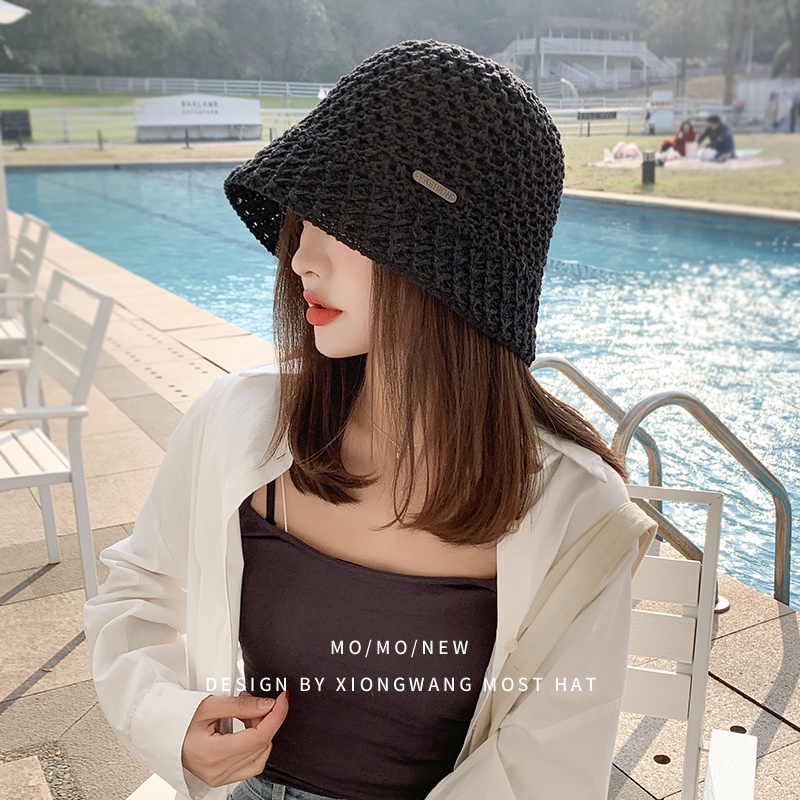 Mũ Bucket Dệt Kim Hở Lỗ Phong Cách Hàn Quốc Thời Trang Xuân Hè Cho Nữ