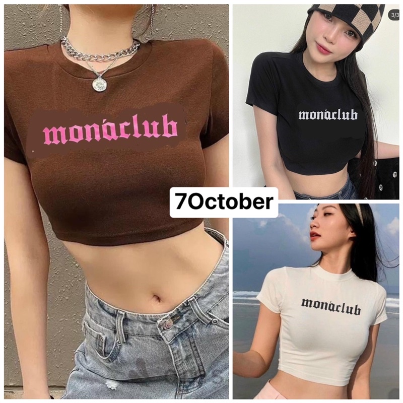 Áo CropTop In MONA CLUB ( Kèm hình thật )