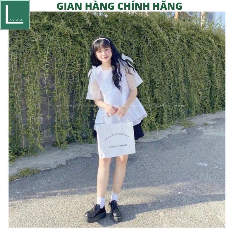 Áo babydoll nữ voan tơ 2 lớp kiểu dáng tiểu thư bánh bèo dễ thương -LAMASS