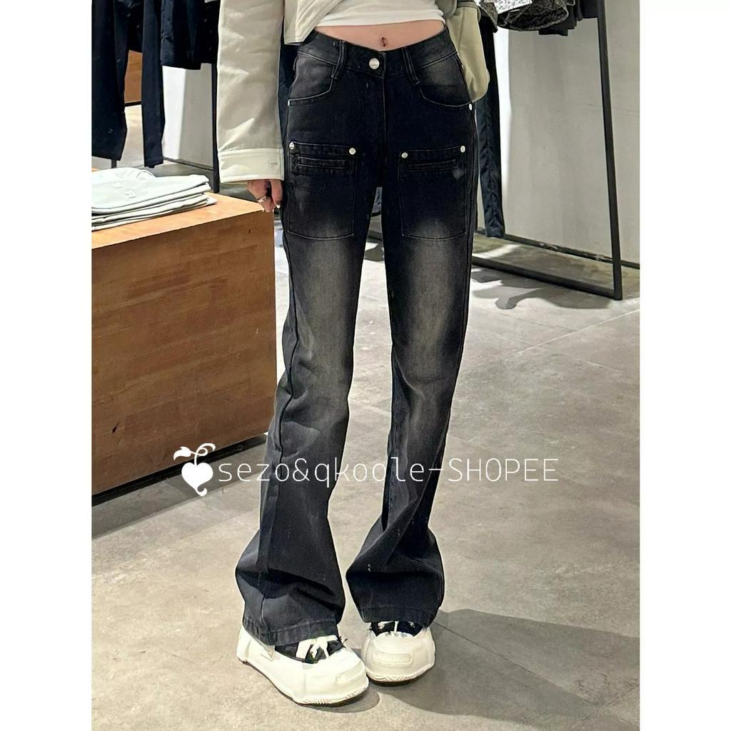 qkoole  Quần Jean Lưng Cao Dáng Ôm Phong Cách Thời Trang Đường Phố Mỹ Cổ Điển Dễ Phối Đồ Hàng Mới Dành Cho Bạn Nữ
