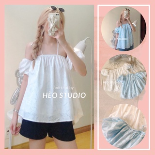 Áo Trễ Vai Baby Nơ Cổ Hèo Studio (Ảnh Thật + Video)