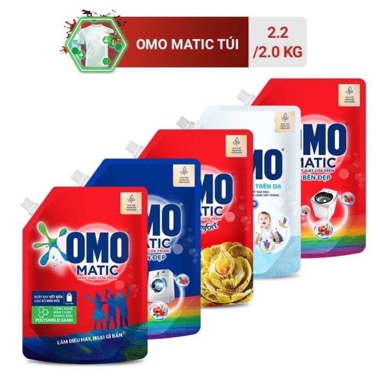 Nước giặt Omo comfor cho máy giặt cửa trên loại túi tiện dụng 2kg