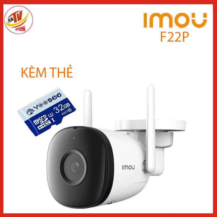 [kèm thẻ 32gb 64gb] Imou Bullet 2C F22 Camera Wifi ngoài trời 2.0 Megapixel 1080p Phát hiện chuyển động