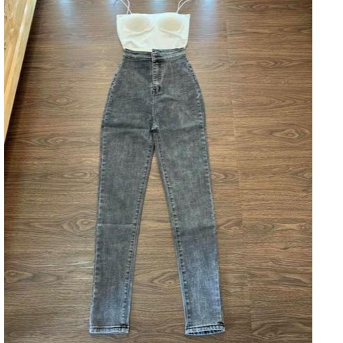 Quần skinny khói cạp cao 💖FREESHIP💖 Quần jeans nữ ôm giãn 1 khuy hack dáng AD25