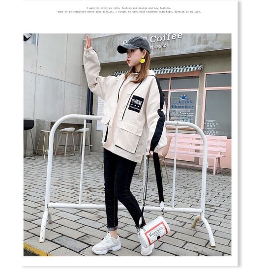 Áo khoác nữ túi hộp sọc tay HP009