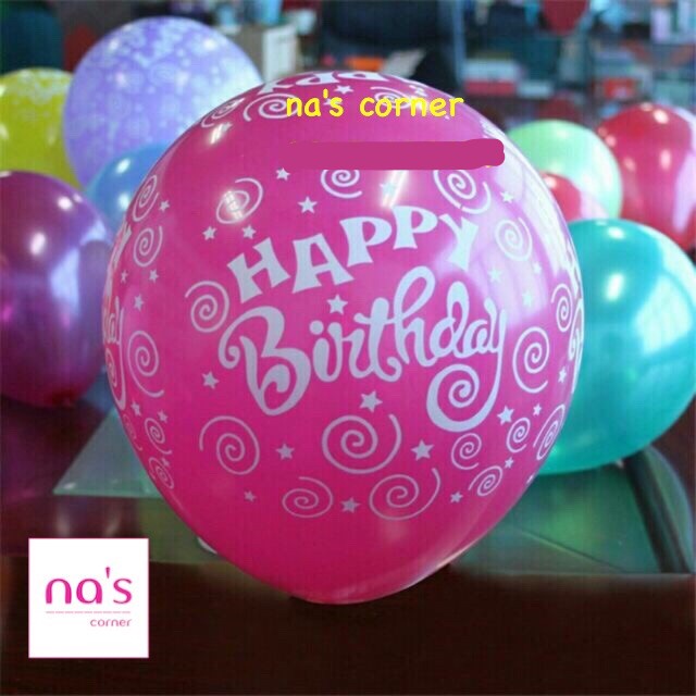 Bong bóng cao su tròn in chữ Happy birthday to dày size lớn (in 5 mặt) cho sinh nhật 10 / 20 / 50 cái