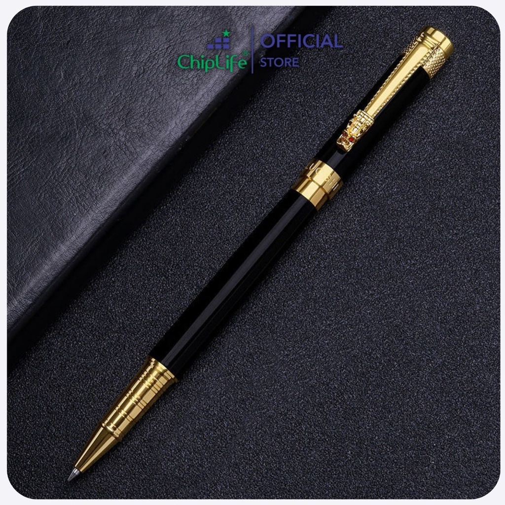 Bút ký kim loại nắp đầu rồng viền chữ thập CHIPLIFE RP01 khắc tên - Ngòi bút 0.5mm mực gel màu xanh
