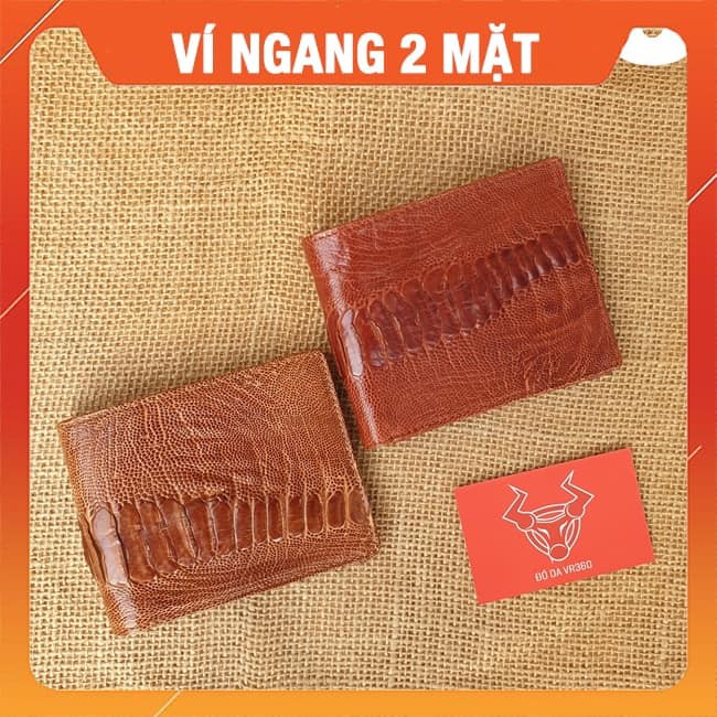 Ví Da Đà Điểu Nam Form Ngang 2 Mặt