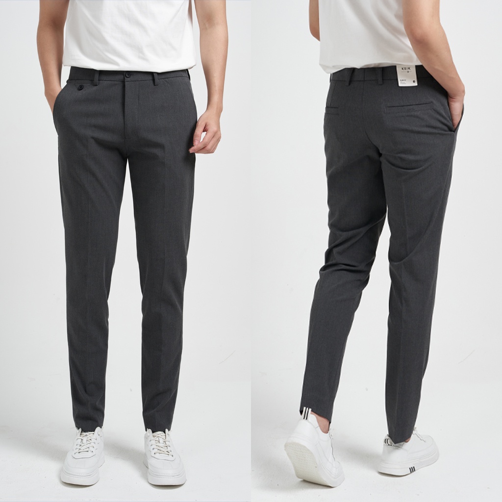 Quần Âu Nam Cao Cấp KRIK Form Slimfit Côn Sẵn, Chất Vải Mền Mịn Không Bai Dão 1729
