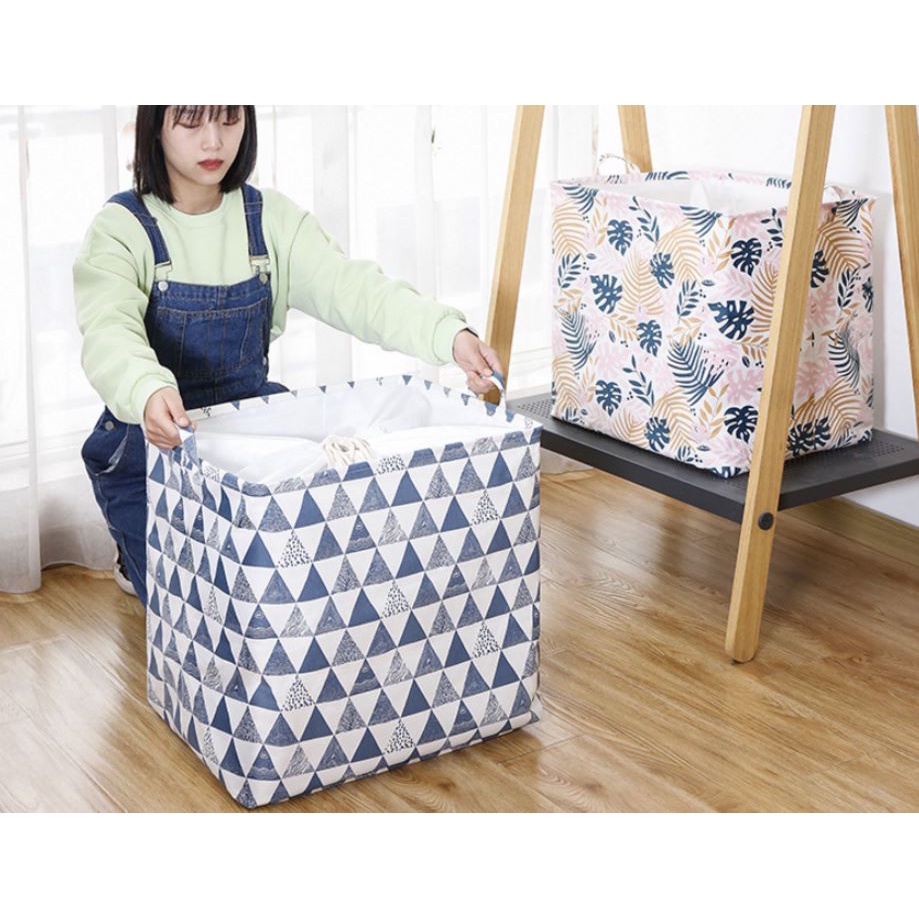 Giỏ đựng quần áo bằng vải cỡ lớn 100 lít đa năng có thể gấp gọn vintage xinh xắn dododios