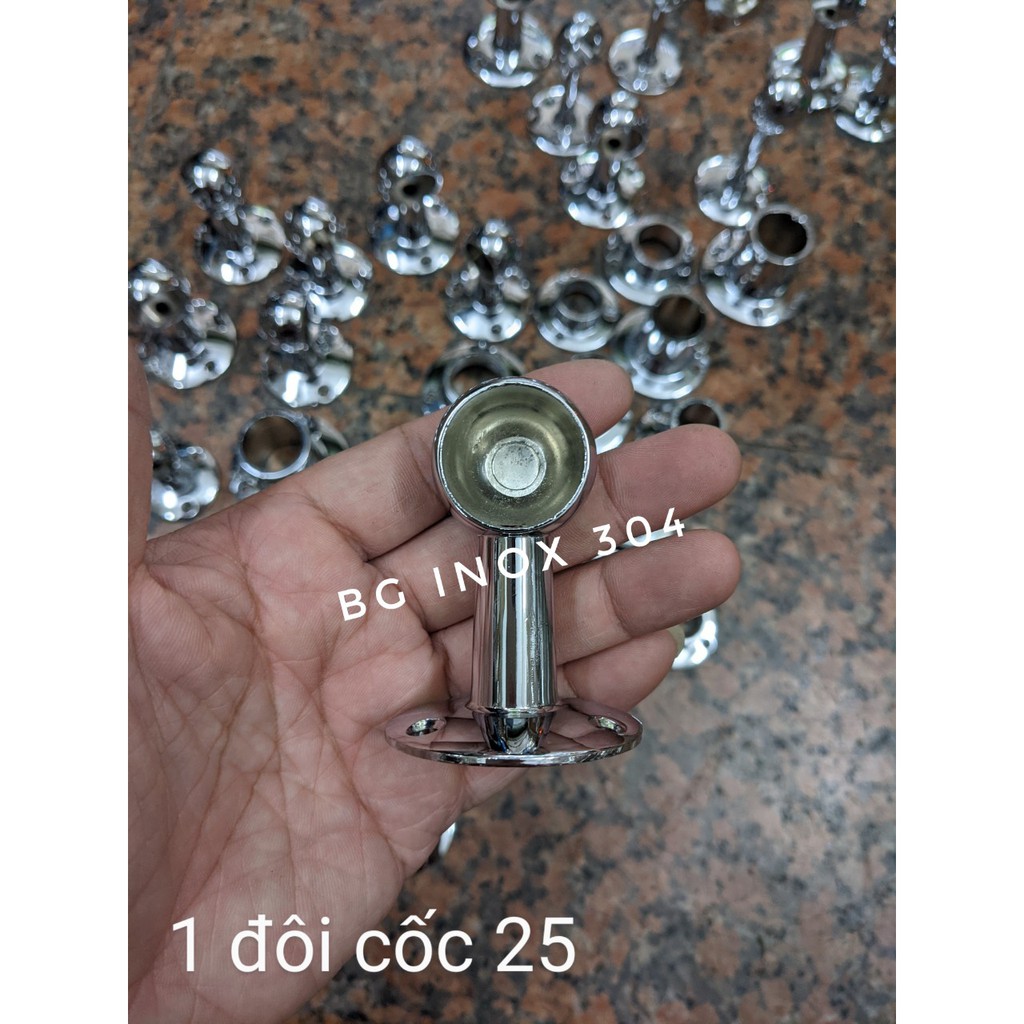 (1 đôi) Chân đỡ ống Inox, bát đỡ ống Inox loại dày cao cấp nhất, bát đỡ thanh Inox lắp rèm