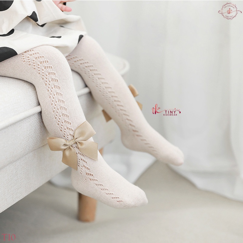 Quần tất, legging kín bàn chân đính nơ to điệu đà cho bé gái từ 6-24 tháng [T10]