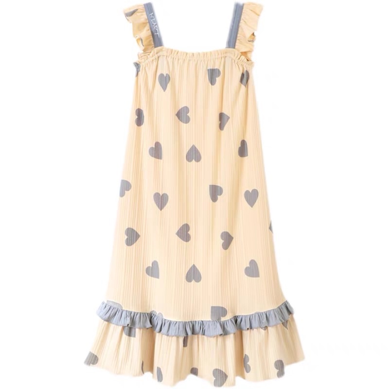 Váy ngủ hai dây họa tiết trái tim, Váy ngủ dáng xuông đuôi cá đáng yêu