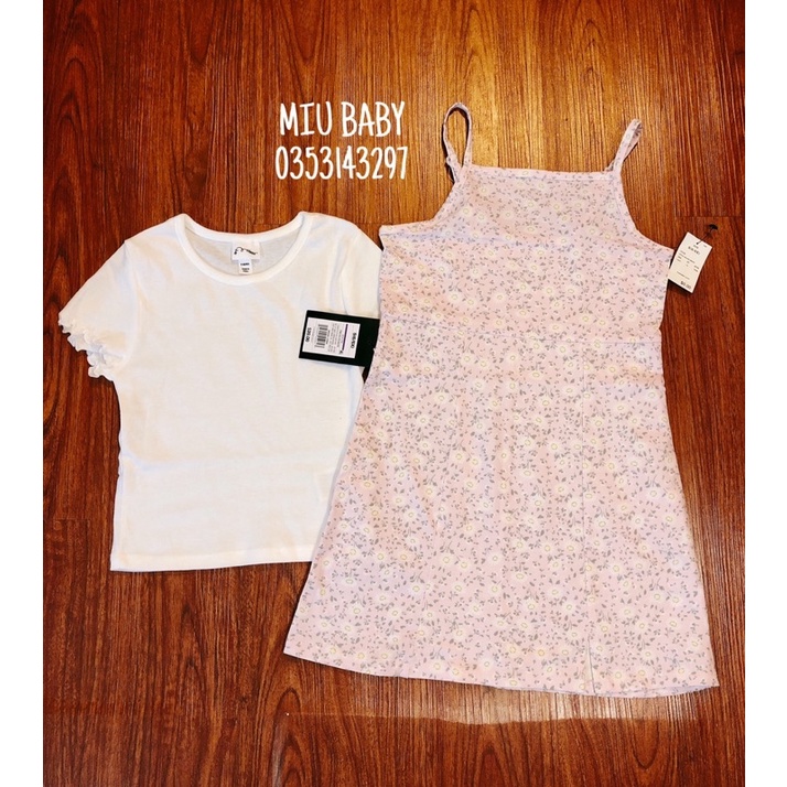 Set váy yếm kèm áo phông bé gái sz đại du xin