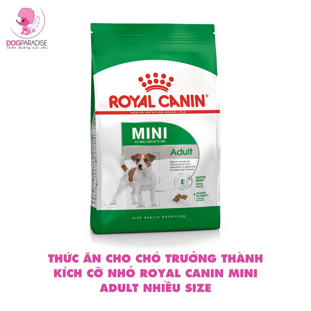 Thức ăn cho chó trưởng thành kích cỡ nhỏ Royal Canin Mini Adult nhiều size - Dog Paradise