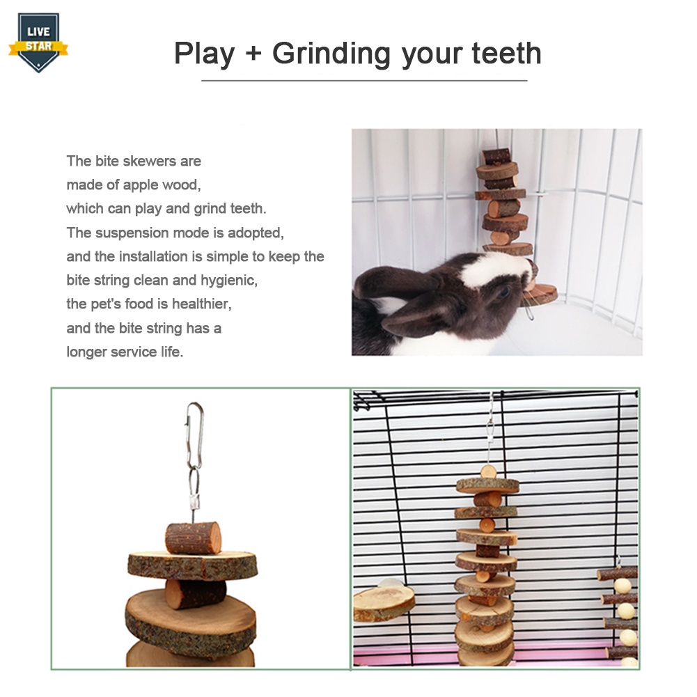 LS Wooden Hanging Tooth Grinding Toys Pet Chew Toy Guinea Pigs For Hamster Rabbit Chinchilla Cage Pendant Pet Supplies