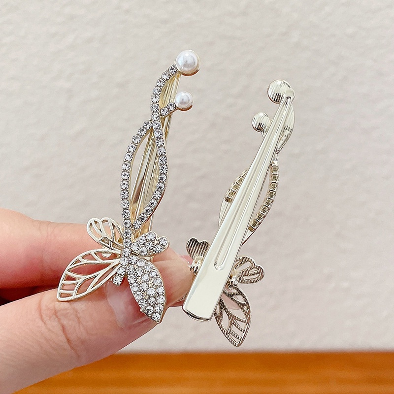 Haimeikang Kẹp tóc hình bướm đính kim cương nhân tạo và ngọc trai phong cách Hàn Quốc mới