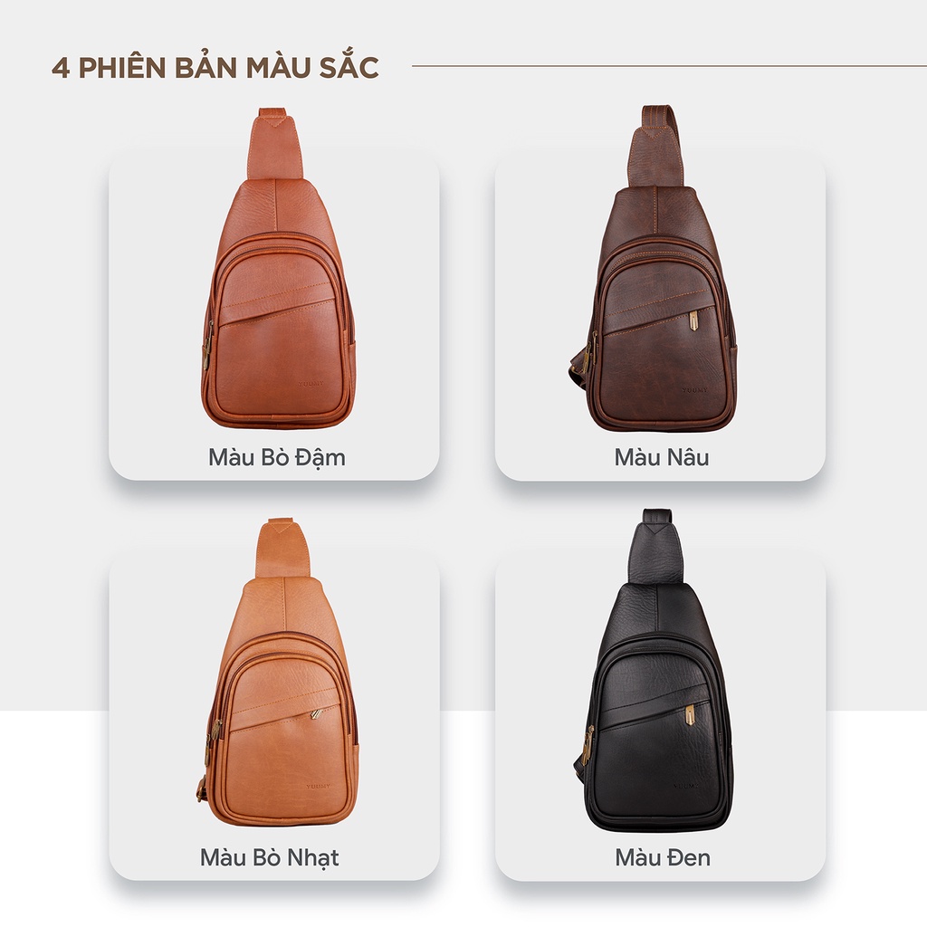 Túi bao tử Yuumy YBAC2 dây kéo chéo da cao cấp dành cho nam