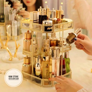 Kệ mỹ phẩm xoay 360 golden