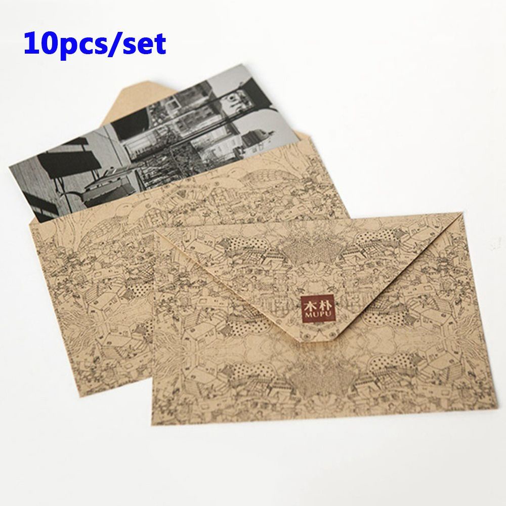 Set 10 Bao Thư Giấy Màu Nâu Phong Cách Cổ Điển Độc Đáo