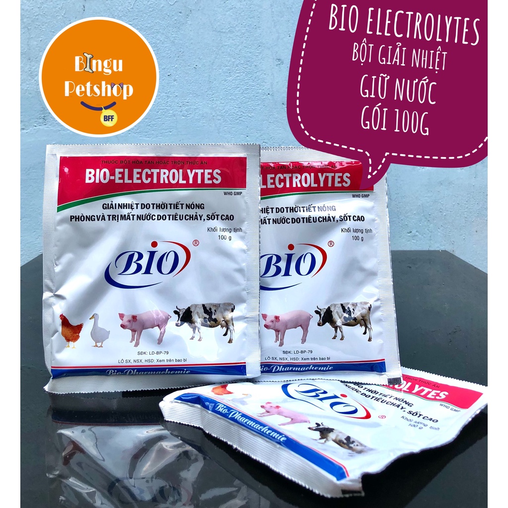 BIO-ELECTROLYTES Bột Uống Điện Giải Chống Mất Nước cho Thú Cưng - GÓI 100G
